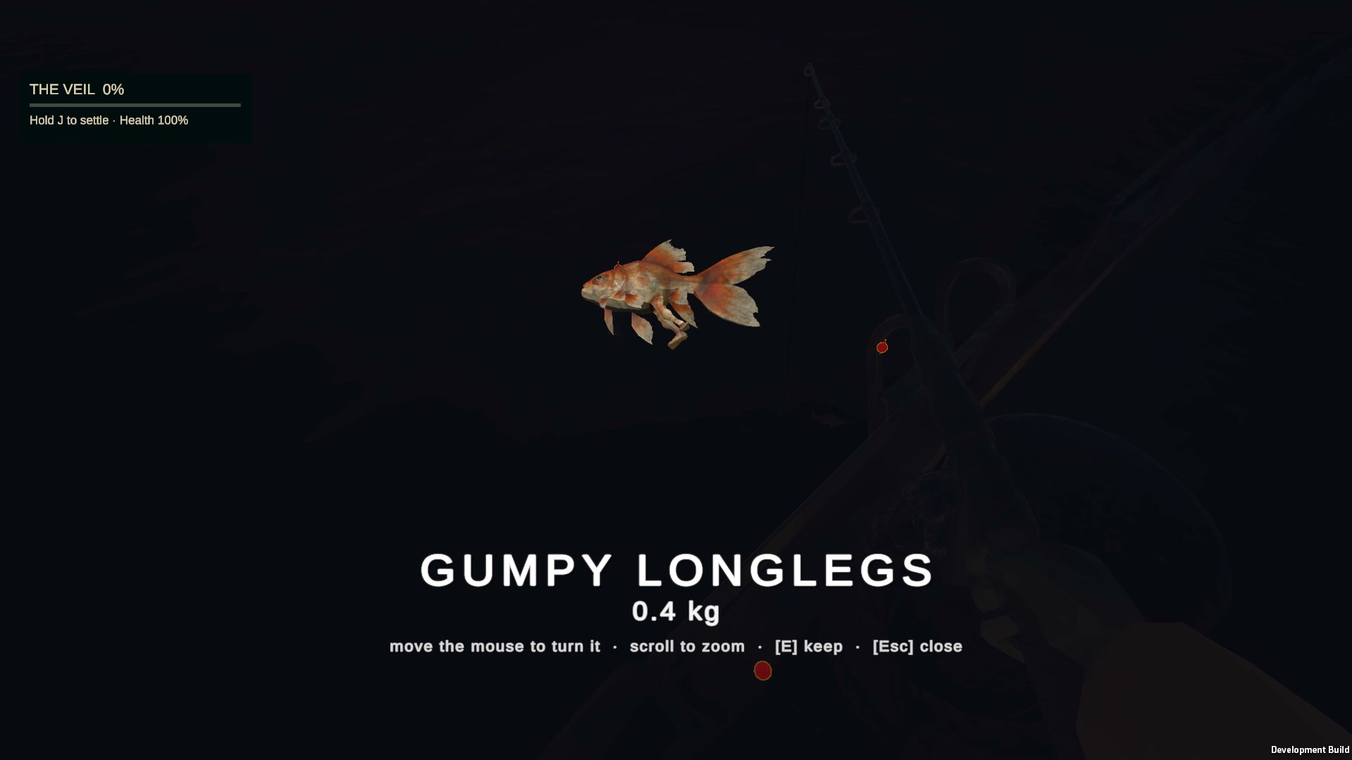 Gumpy Longlegs, a small golden fish with legs, shown in Reel Risk